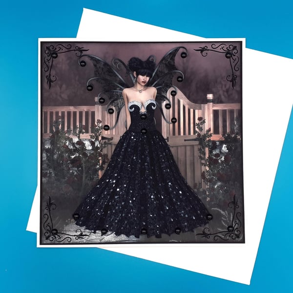 Gothic Birthday Card, 8x8inches, 20x20cms 