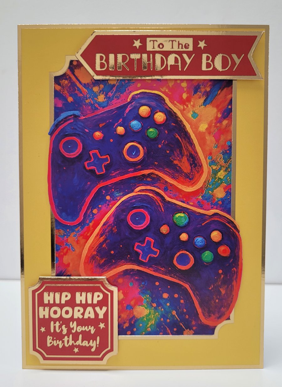 COMMISSION PIECE - RESERVED FOR RIC - Gamer Happy Birthday Card