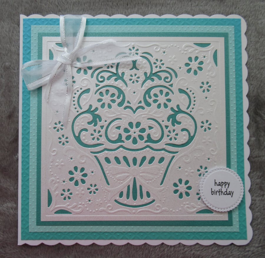 Cupcake Large Birthday Card Green