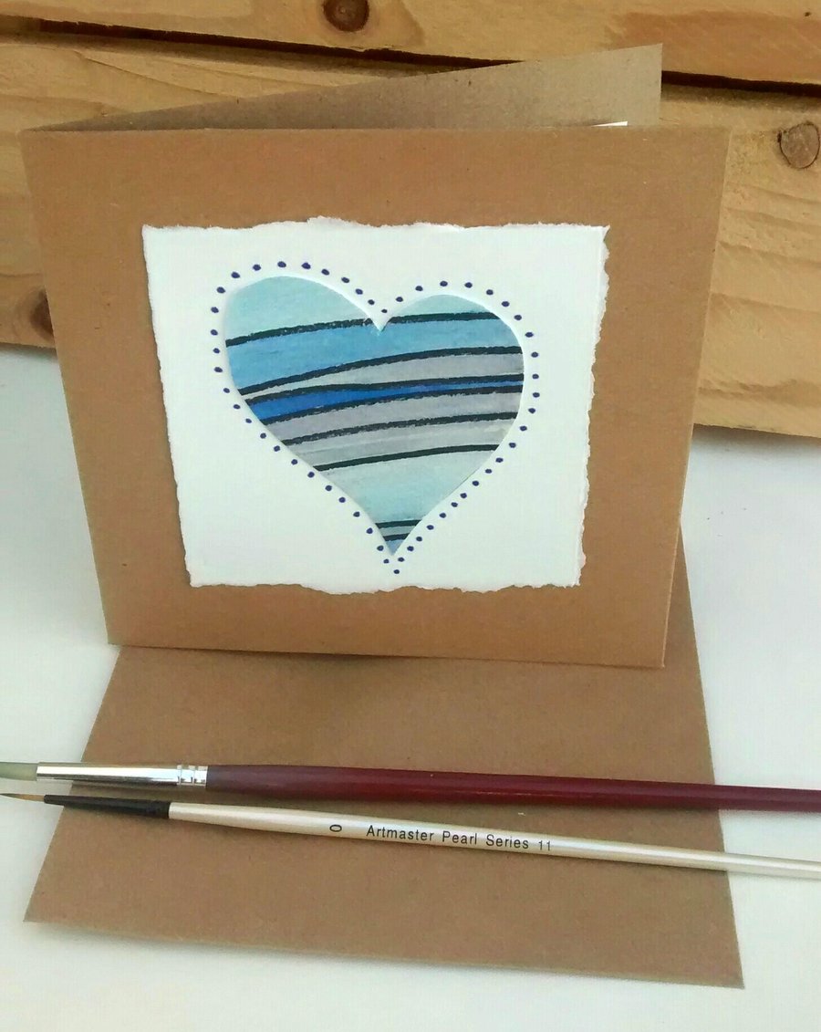 Anniversary Heart Card, Paper Anniversary, Blue Sky