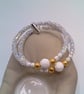 Diamond Tube and Lava Bead Double Strand Memory Wire Cuff Bracelets, Cuff Bangle - Image 9