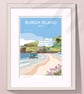 Burgh Island, Devon, retro style travel poster A3 - Image 3