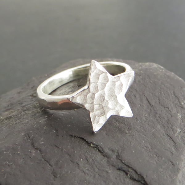 Sterling silver star ring, Space jewellery