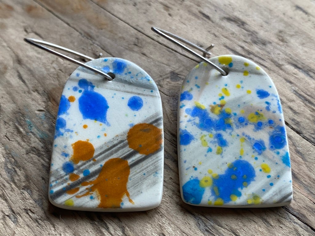 Large Dangly Earrings handmade ceramic