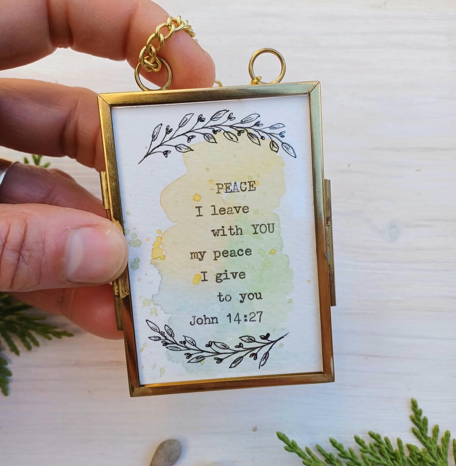 Framed Bible Verse Watercolor, Peace Quote, Floral Illustration 