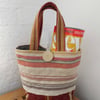 CLEARANCE HALF PRICE Striped fabric hand bag, mini tote, project bag