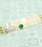 Long silver brooch, Spinel gemstone, green stone, choice of gemstones      