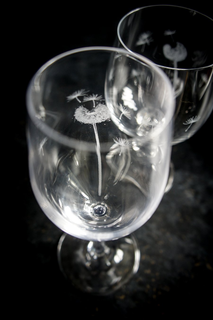 Dandelion Dartington Hand Engraved Single Glass