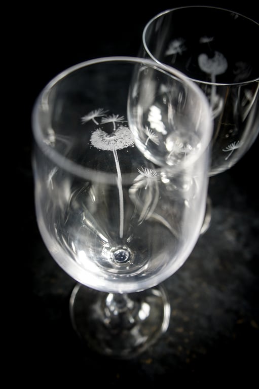 Dandelion Dartington Hand Engraved Single Glass