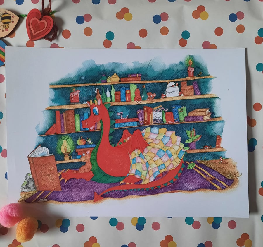 A story at bedtime - A4 Dragon print