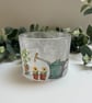 Decoupage Glass Bowl, Cottage Garden, Upcycled