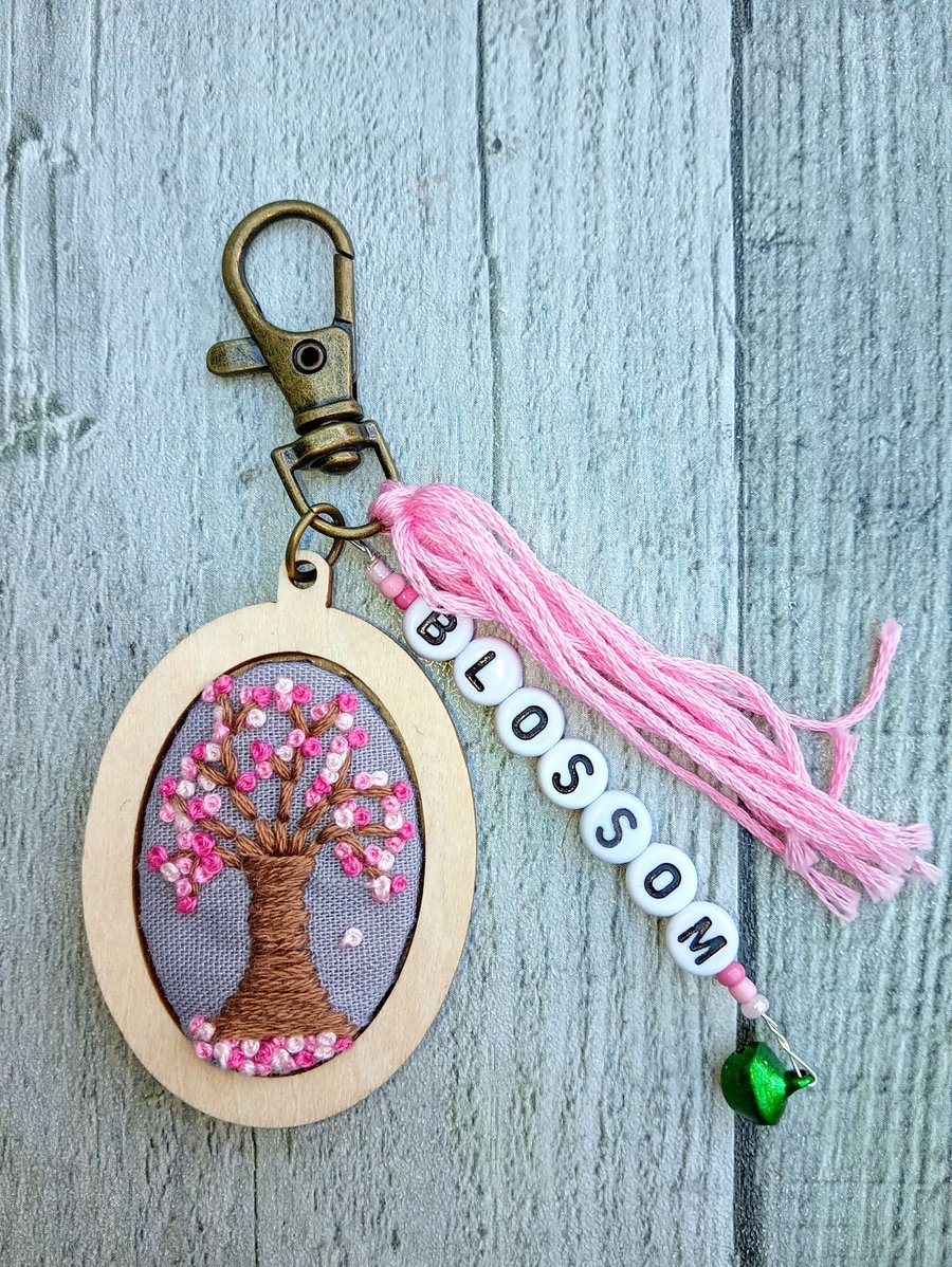 Spring Blossoming Tree Keyring or Bag Charm 