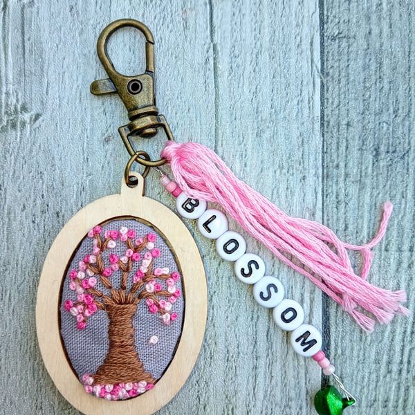Spring Blossoming Tree Keyring or Bag Charm 