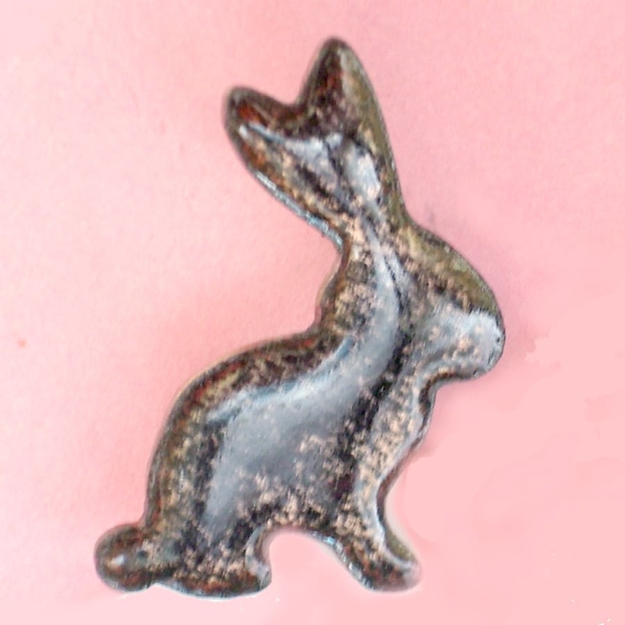 enamel brooch - black rabbit