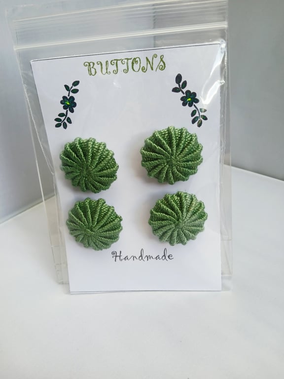 Buttons Sage Green 30mm Handmade Embroidered Yorkshire Style