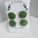 Buttons Sage Green 30mm Handmade Embroidered Yorkshire Style