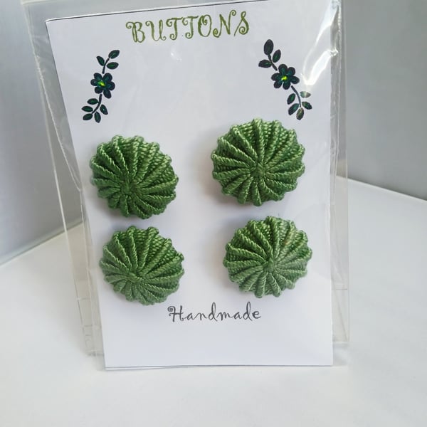 Buttons Sage Green 30mm Handmade Embroidered Yorkshire Style