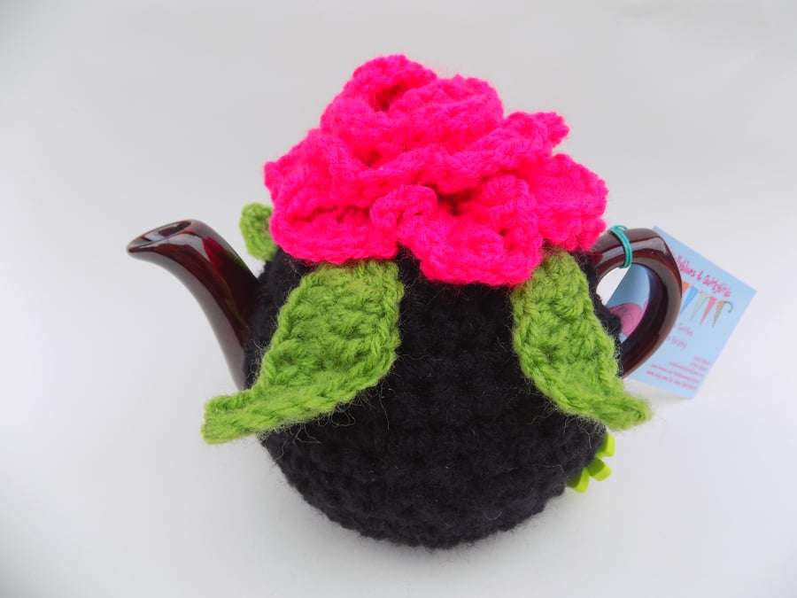 Novelty Handmade Tea COSY Blooming Flower Tea Lovers Gift Hot Pink Black Lime