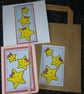 Quirky art cute stars goody bag , teacher's gift,  notebook,  card and gift bag