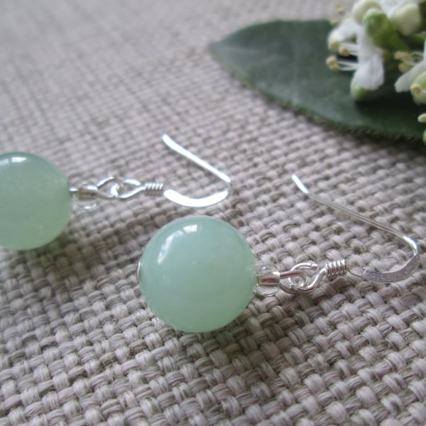 Quartzite Earrings, Pale green, SALE