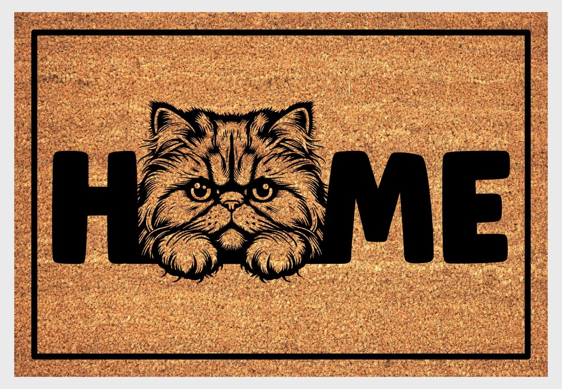 Persian Cat Home Door Mat No.2 - Persian Cat Welcome Mat - 3 Sizes