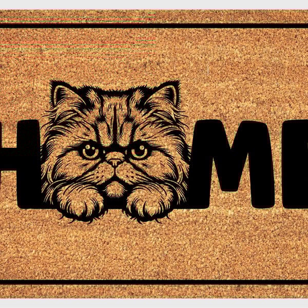 Persian Cat Home Door Mat No.2 - Persian Cat Welcome Mat - 3 Sizes