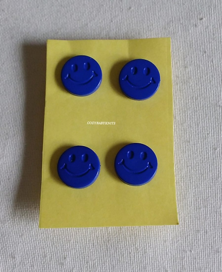 Royal blue smiley face buttons
