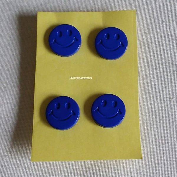 Royal blue smiley face buttons