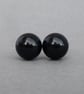 Chunky 12mm Black Glass Stud Earrings - Large Jet Black Studs - Jewellery Gifts - Image 2