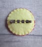 Hand Embroidered Floral Brooch - Primrose Yellow with Pink & Purple Flowers - Image 4