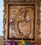 Hand Carved Oak Wood Elephant Wall Art in Ornate Frame