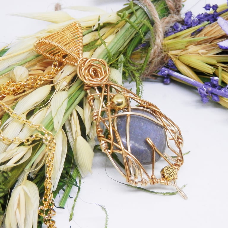 Celtic Style Gold Filled Necklace With Black Moonstone
