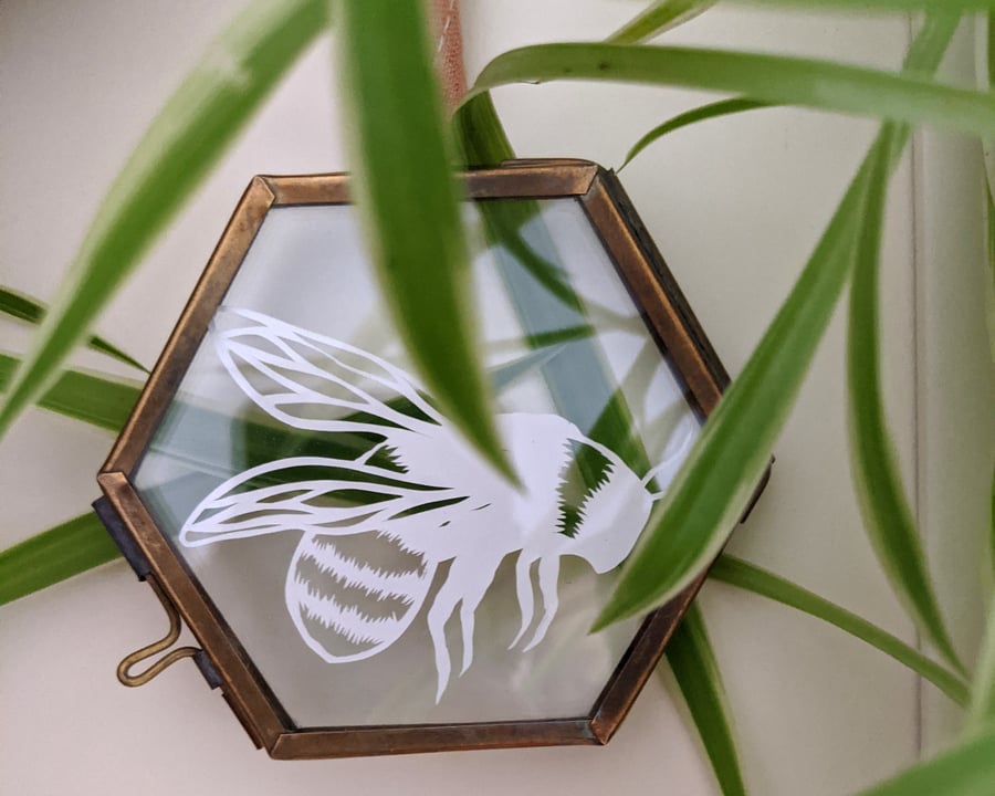 Bee papercut - honeycomb frame 