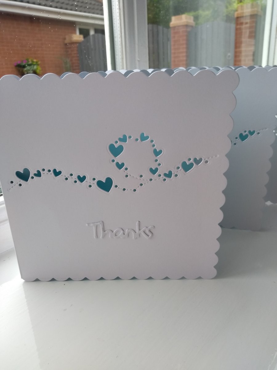 Pack of 3 blue thank you cards