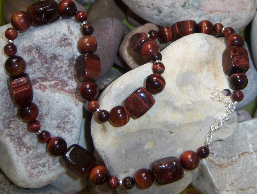 Tigers Eye necklace with sterling silver