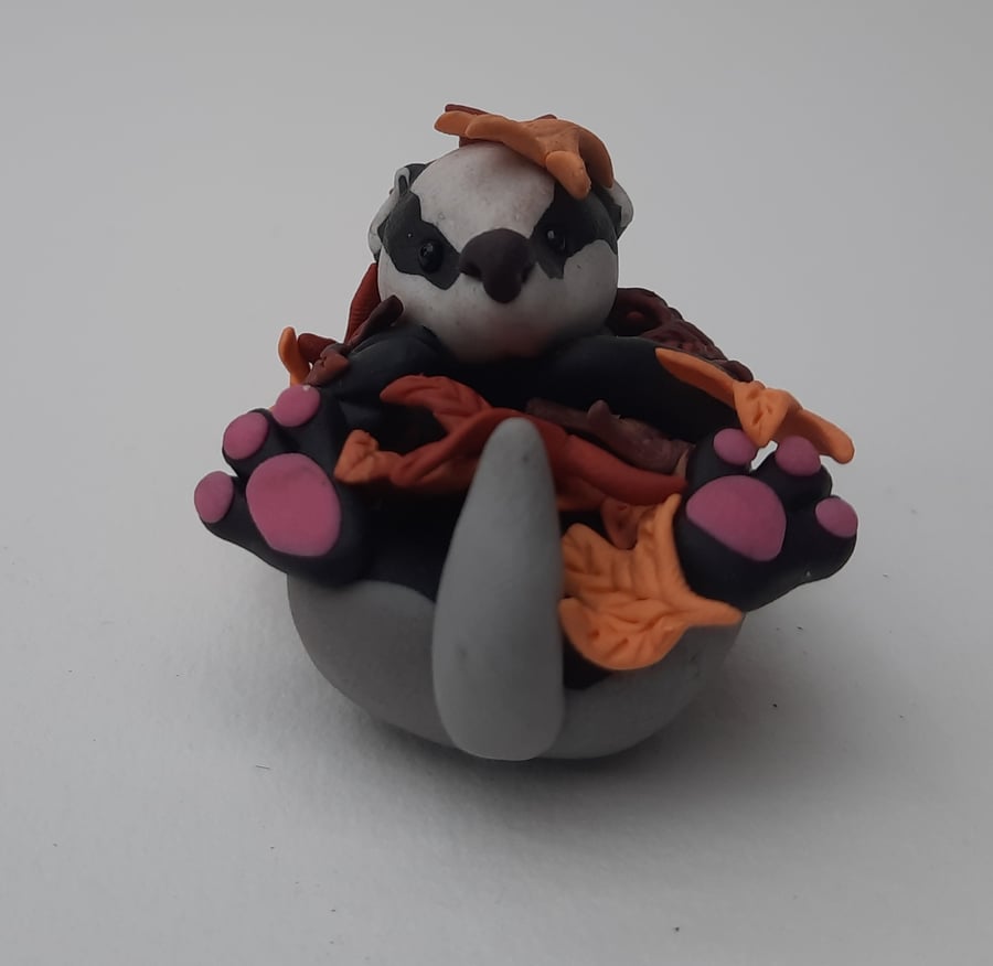 Handmade Polymer clay Badger: AKA Bob