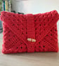 Granny Square Book Sleeve - Book Wrap - Red Crocheted Book Sleeve - Image 2