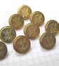 10 Small Gold Metal Shank Hepton Buttons - Image 1