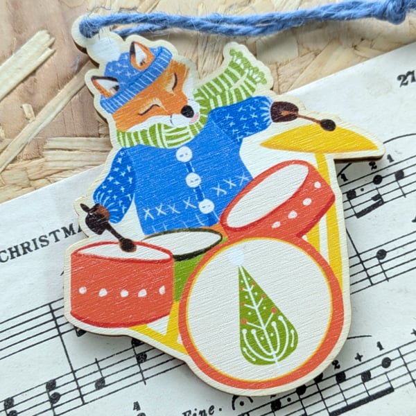 Wooden Fox Christmas Decorations 