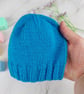 Hand Knitted Baby Hat, Bright Blue Newborn Beanie, 0-3 Months - Image 2