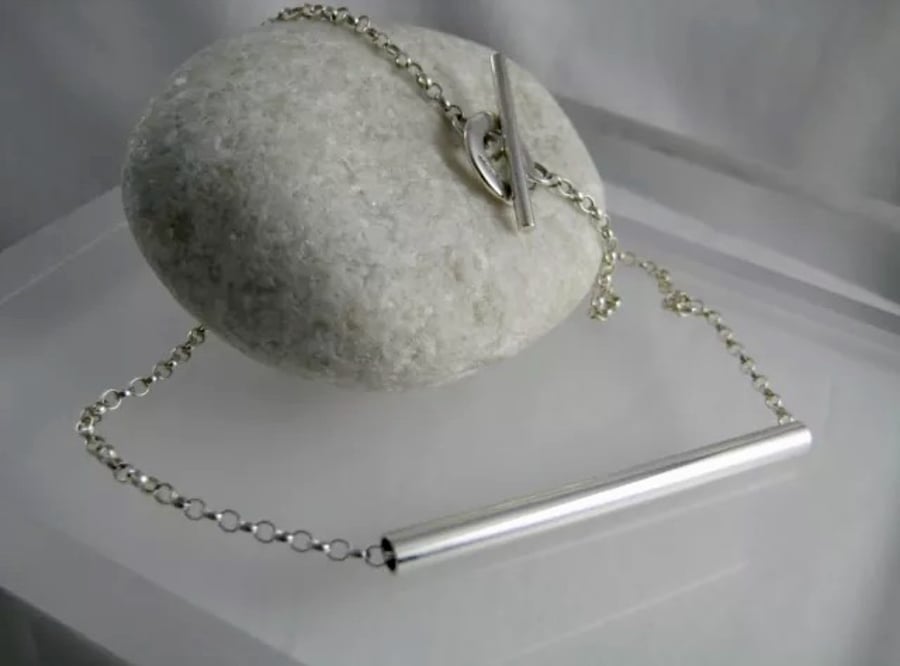 Sterling Silver Abstract Tube Necklace - Handmade By CMcB Jewellery