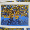 'Horse Chestnut Blue' original screen print MISPRINT