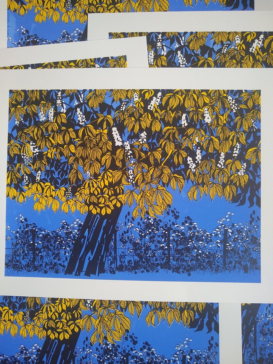 'Horse Chestnut Blue' original screen print MISPRINT