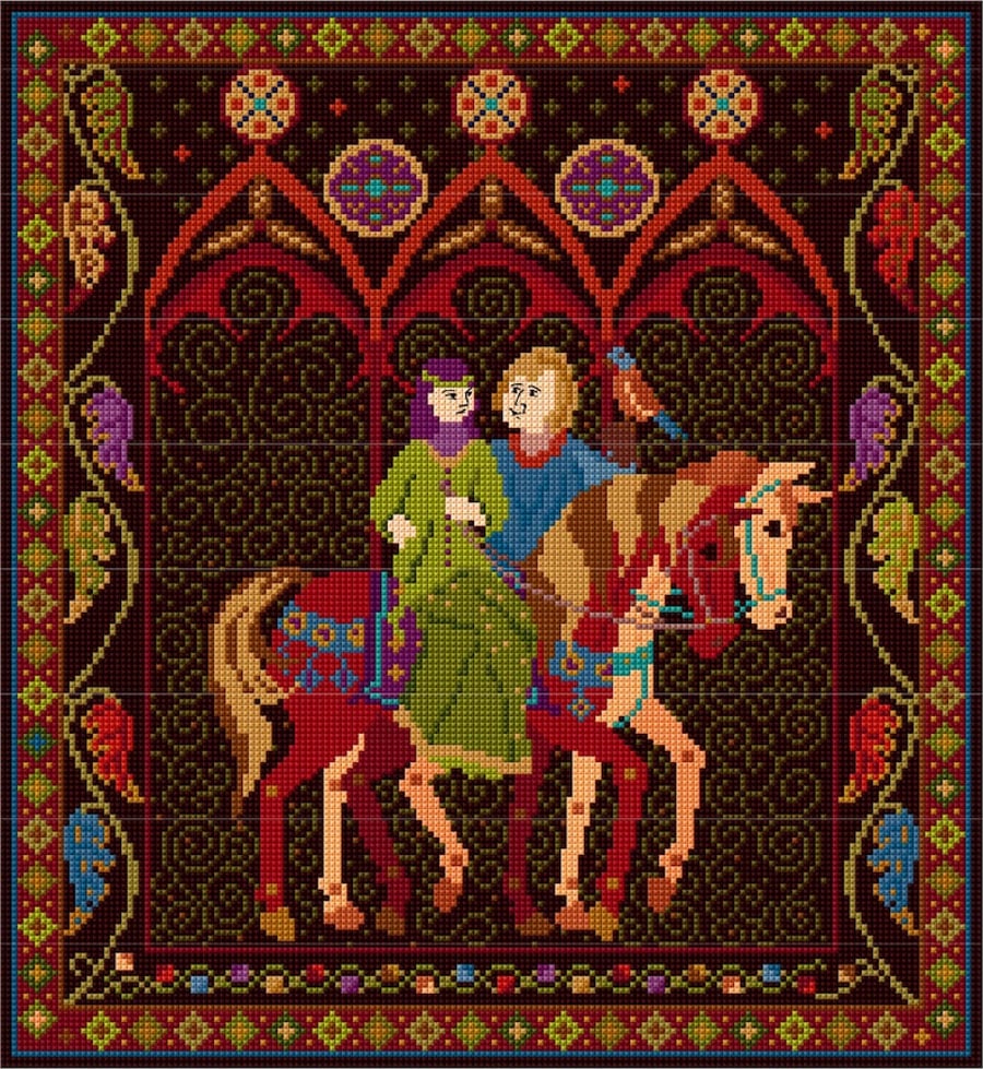Green Lady Tapestry Kit,  Medieval Hunting Scene, Shop Early,  10%discount 