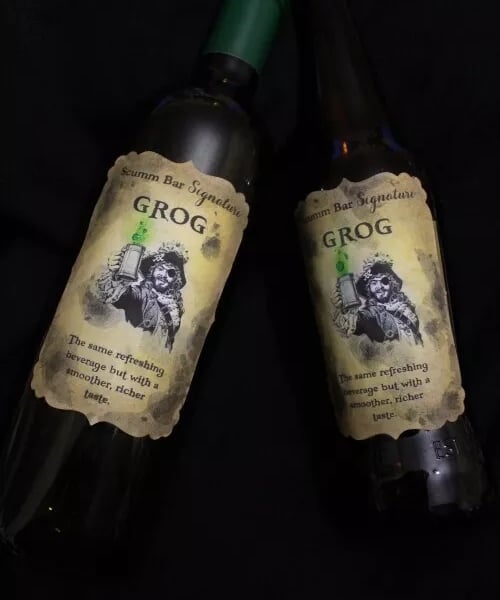  'Scumm Bar Signature Grog' Pirate Bottle Stickers - Set of 8