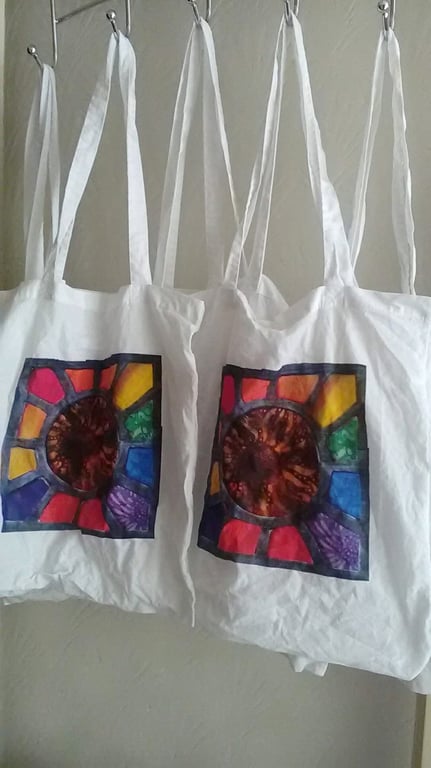 Rainbow Cotton Shoulder Bag, Handmade in Yorkshire