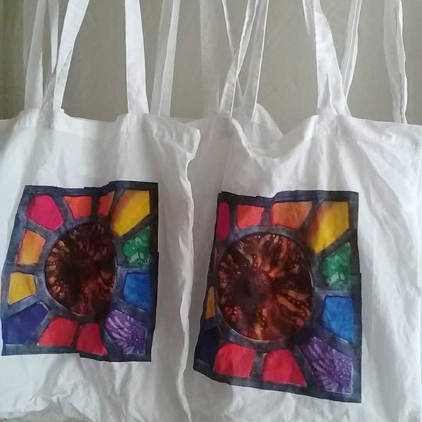 Rainbow Cotton Shoulder Bag, Handmade in Yorkshire