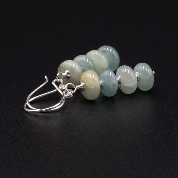 Natural Aquamarine sterling silver gemstone earrings, Aquarius Pisces gift