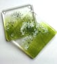 Cowparsley coasters, fused glass set of two coasters, gift for the home, wildflo