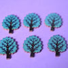 Wooden Tree Buttons Blue 6pk 32x24mm Woodland (T4)